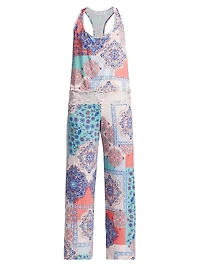 Talia Lace-Trimmed Paisley Patchwork Pajamas