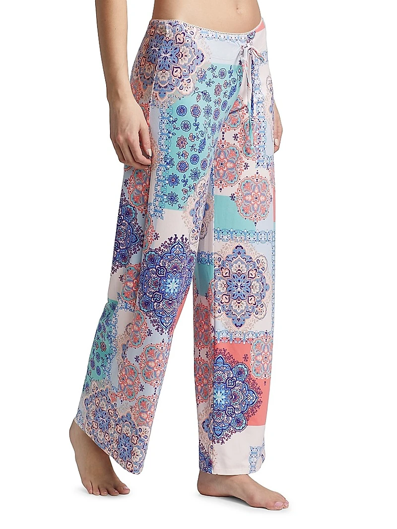Talia Lace-Trimmed Paisley Patchwork Pajamas