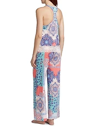 Talia Lace-Trimmed Paisley Patchwork Pajamas