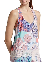 Talia Lace-Trimmed Paisley Patchwork Pajamas