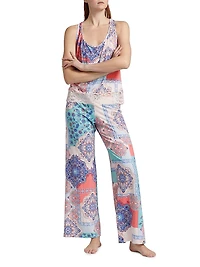 Talia Lace-Trimmed Paisley Patchwork Pajamas