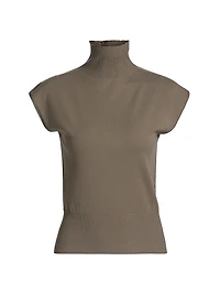 Sleeveless Wool Turtleneck Top