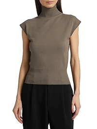 Sleeveless Wool Turtleneck Top