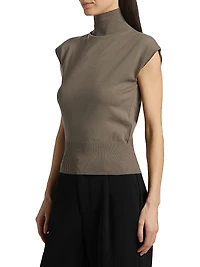 Sleeveless Wool Turtleneck Top