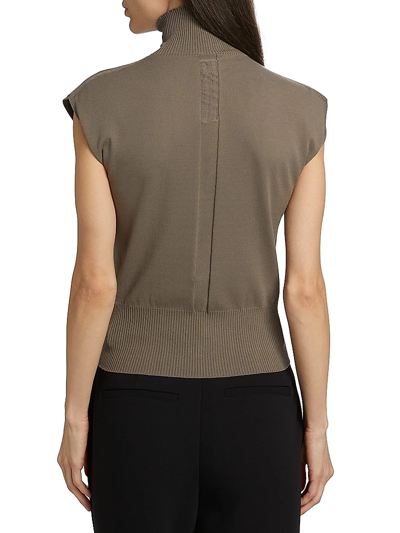 Sleeveless Wool Turtleneck Top