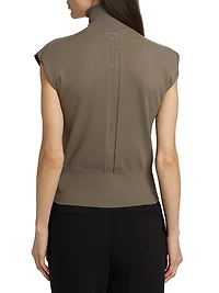 Sleeveless Wool Turtleneck Top