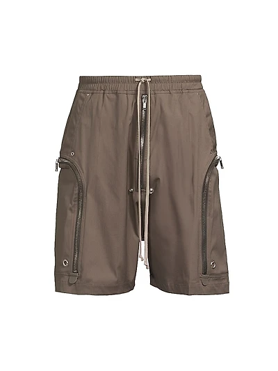 Zipper Stretch-Cotton Drawstring Shorts