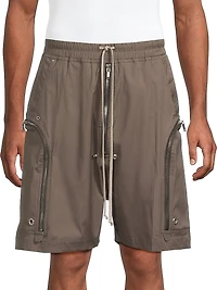 Zipper Stretch-Cotton Drawstring Shorts