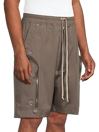 Zipper Stretch-Cotton Drawstring Shorts