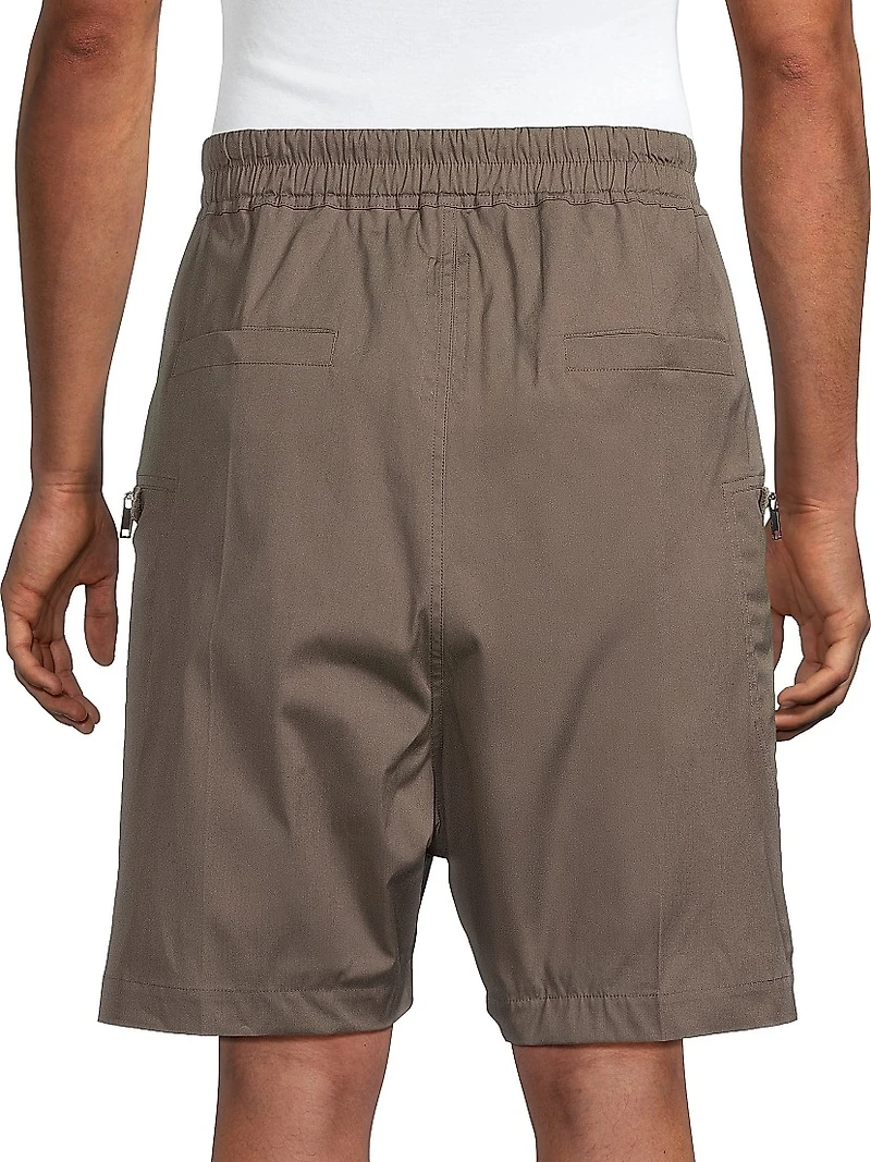 Zipper Stretch-Cotton Drawstring Shorts