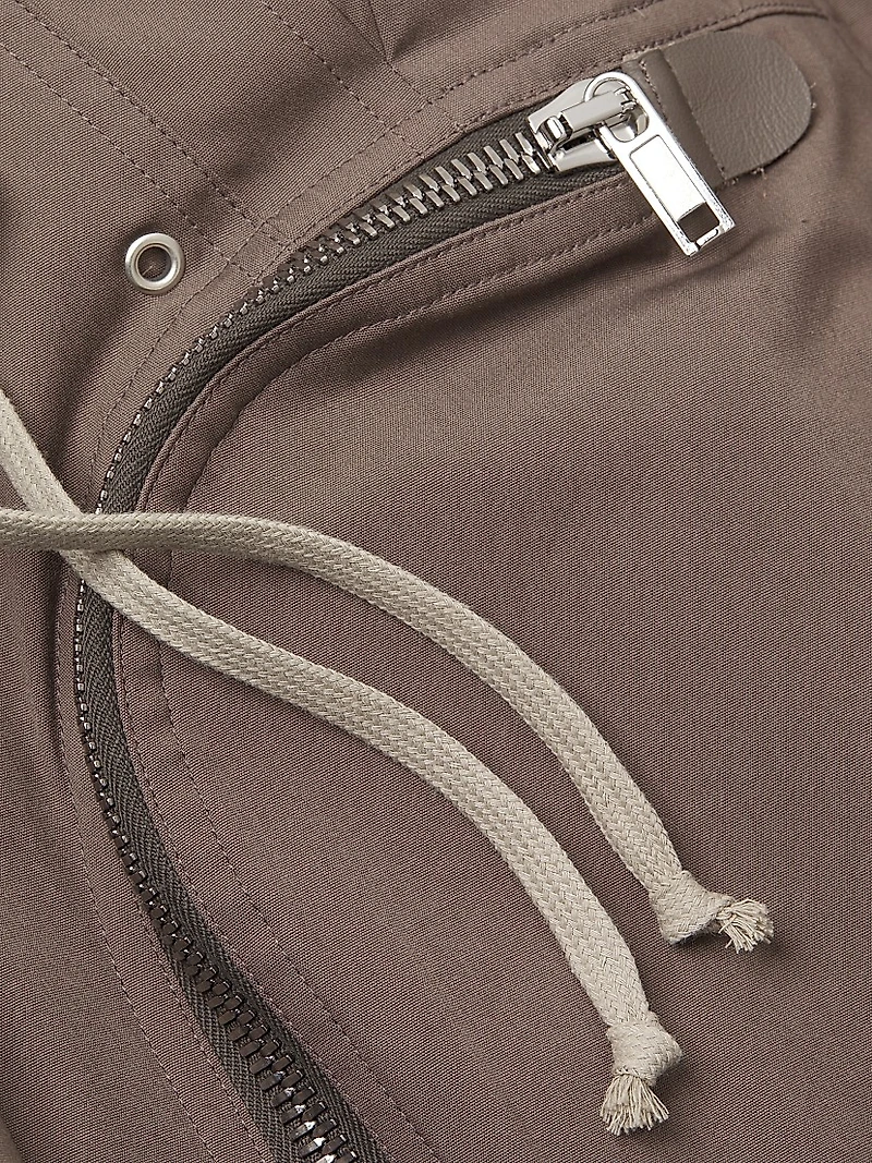 Zipper Stretch-Cotton Drawstring Shorts