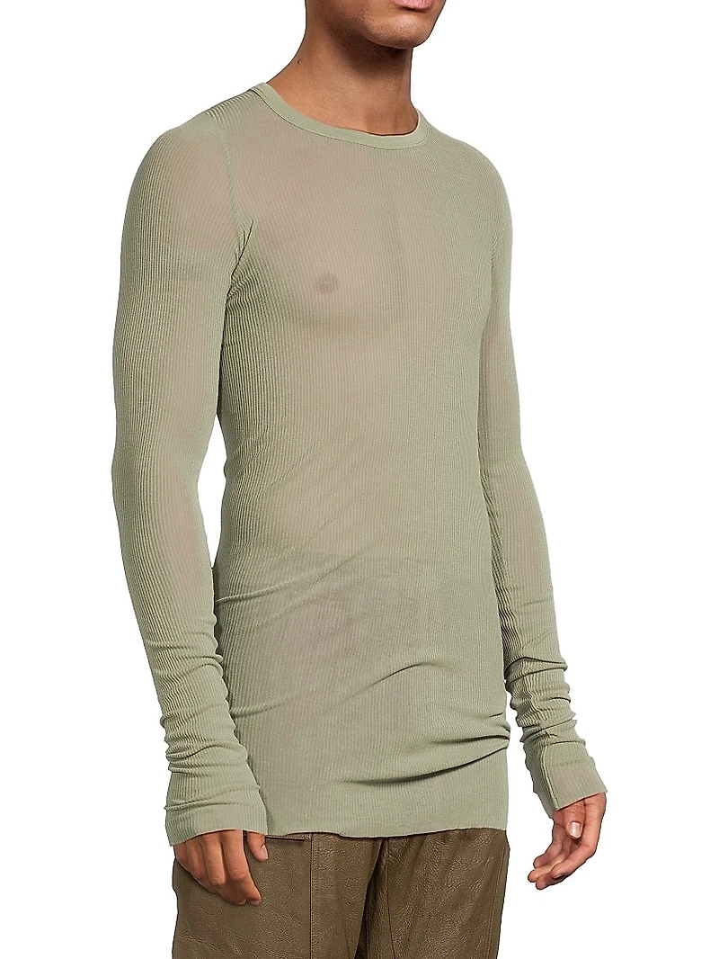 Rib-Knit Long-Sleeve T-Shirt