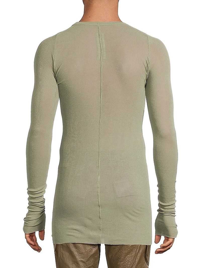 Rib-Knit Long-Sleeve T-Shirt