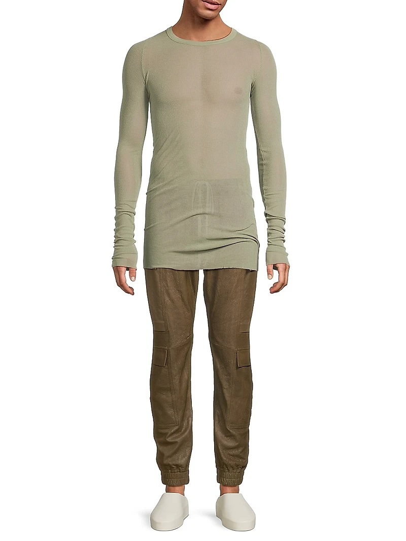 Rib-Knit Long-Sleeve T-Shirt