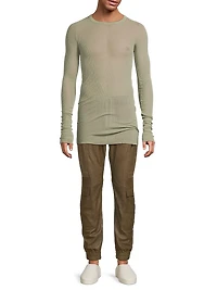 Rib-Knit Long-Sleeve T-Shirt