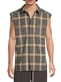 Plaid Cotton Sleeveless Shirt