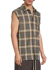 Plaid Cotton Sleeveless Shirt