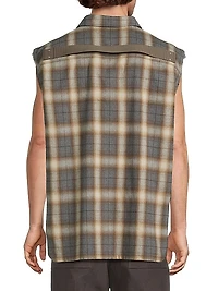 Plaid Cotton Sleeveless Shirt