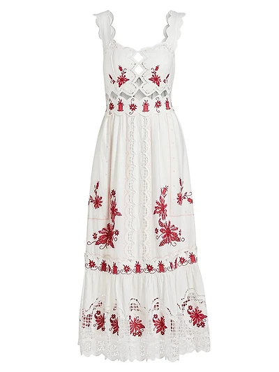 Richelieu Sunflower Linen-Blend Midi-Dress