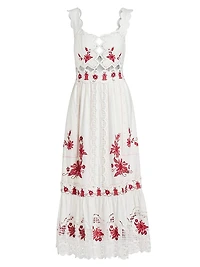 Richelieu Sunflower Linen-Blend Midi-Dress