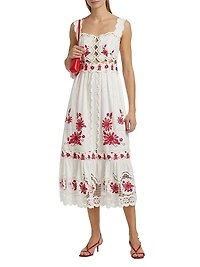 Richelieu Sunflower Linen-Blend Midi-Dress