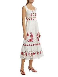 Richelieu Sunflower Linen-Blend Midi-Dress