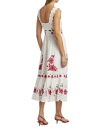 Richelieu Sunflower Linen-Blend Midi-Dress