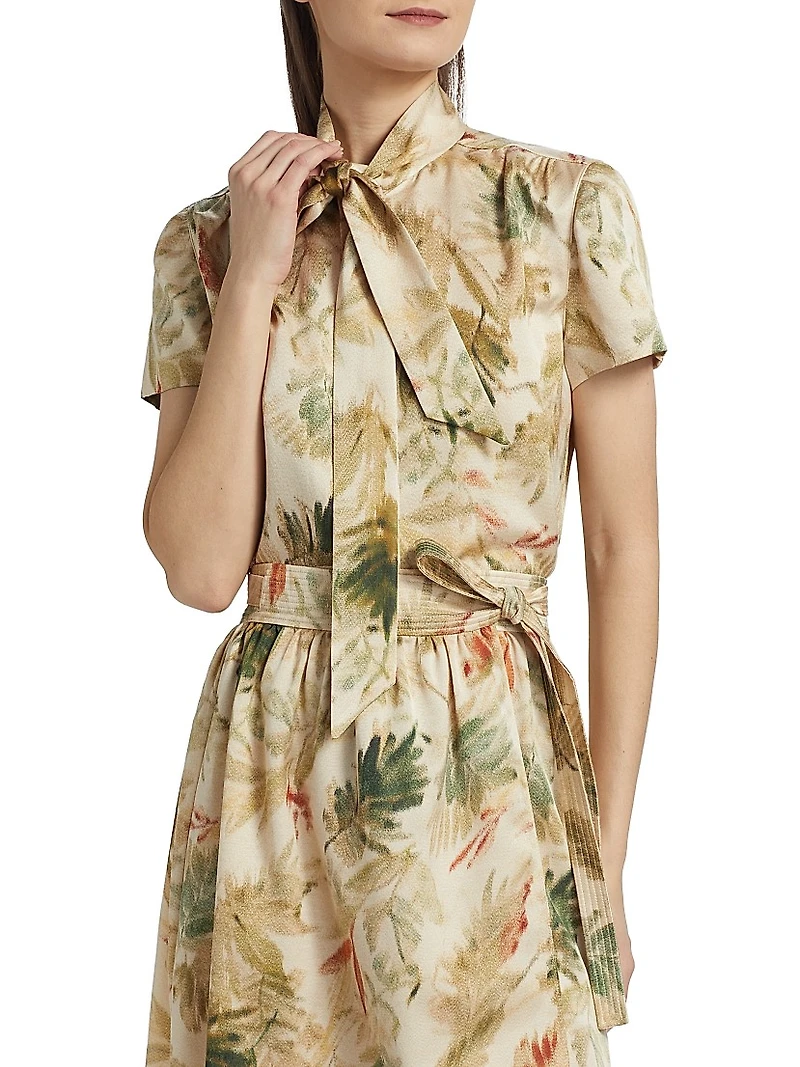 Febe Tie-Neck Printed Top