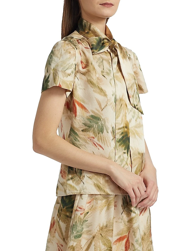 Febe Tie-Neck Printed Top