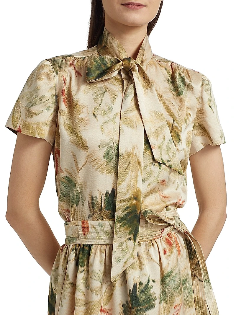 Febe Tie-Neck Printed Top