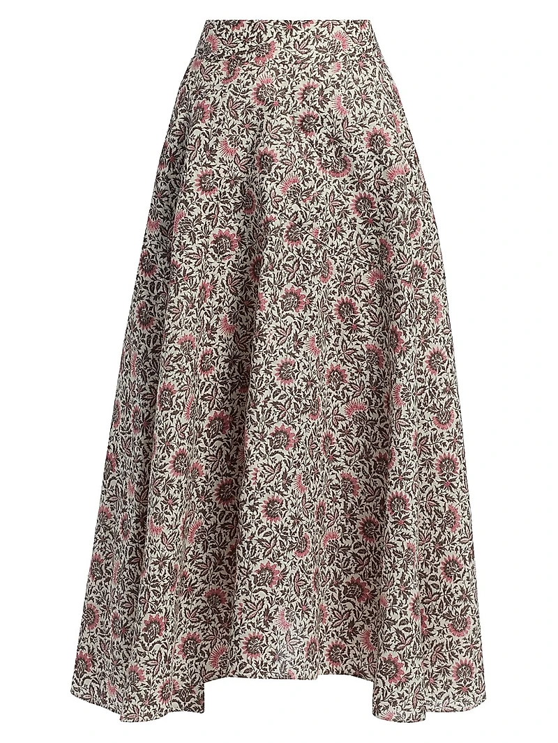 Jaya Printed Twill Midi-Skirt
