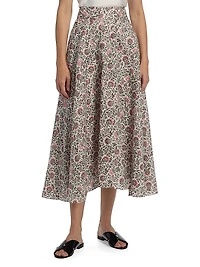 Jaya Printed Twill Midi-Skirt