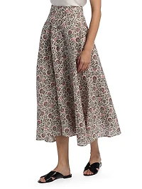 Jaya Printed Twill Midi-Skirt