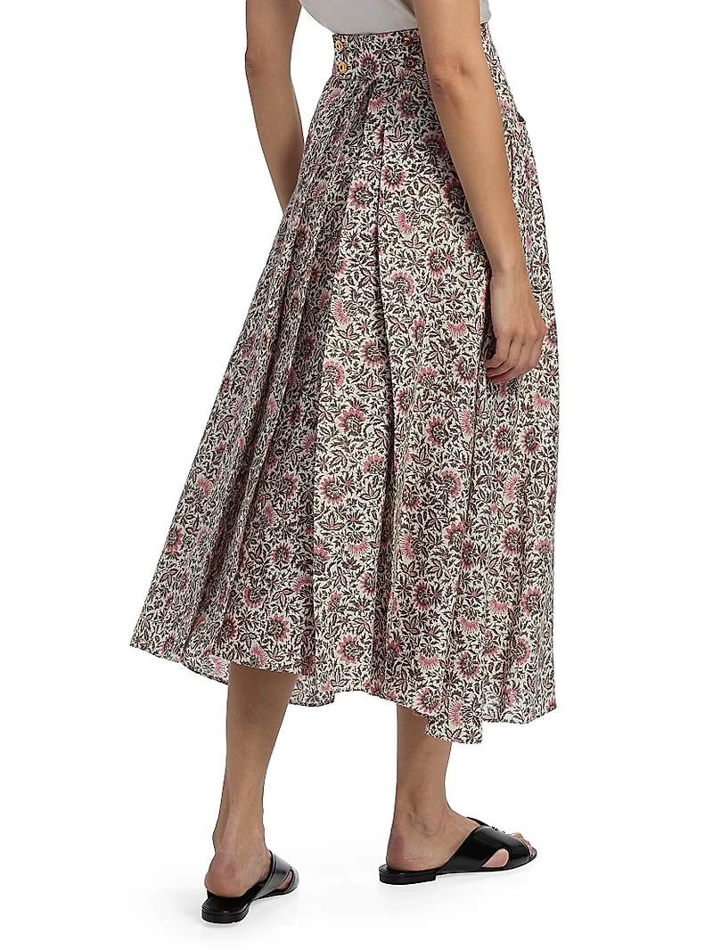 Jaya Printed Twill Midi-Skirt