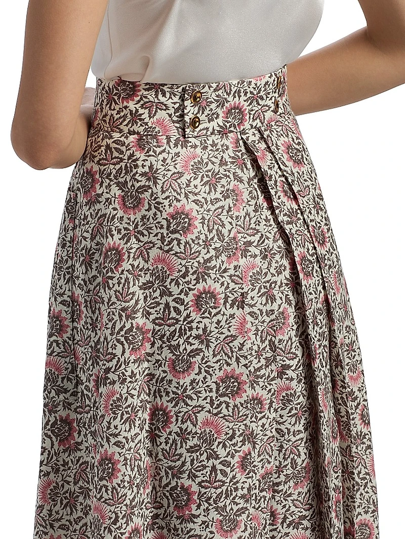 Jaya Printed Twill Midi-Skirt