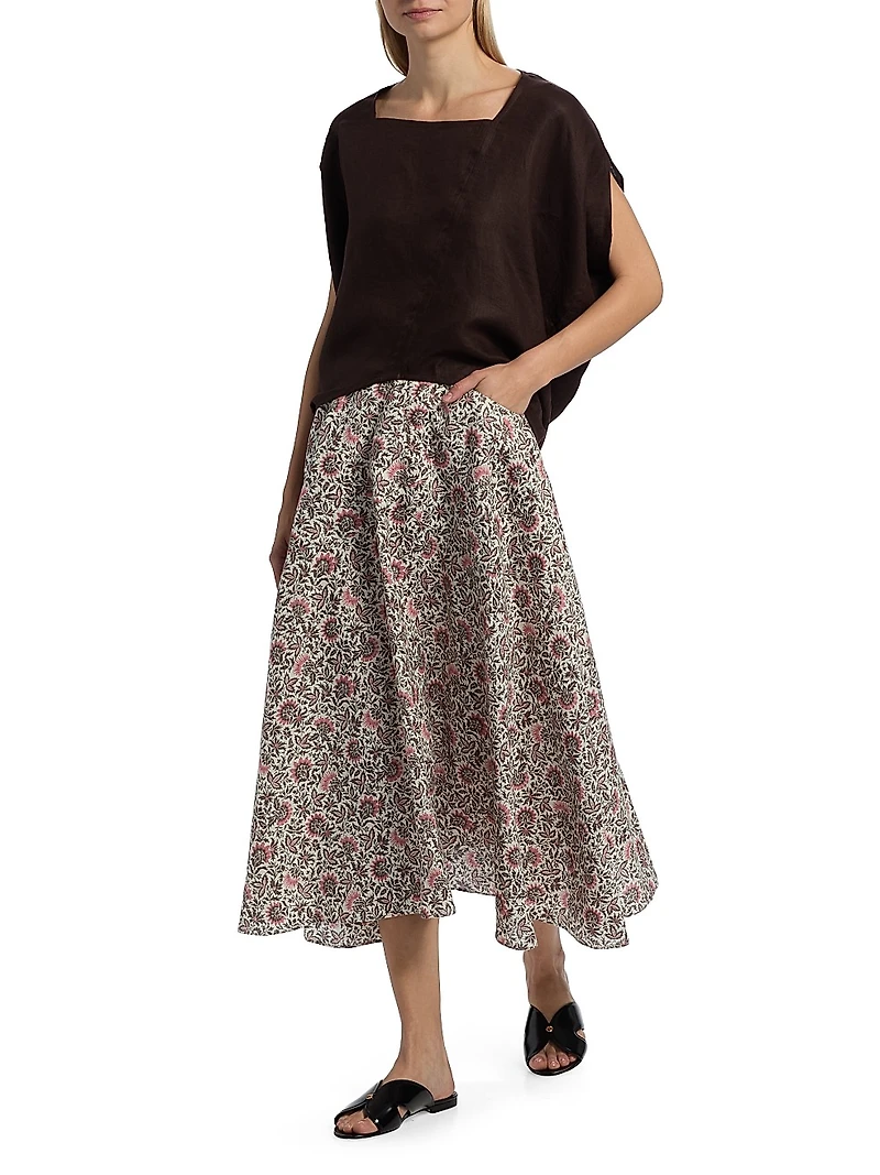 Jaya Printed Twill Midi-Skirt
