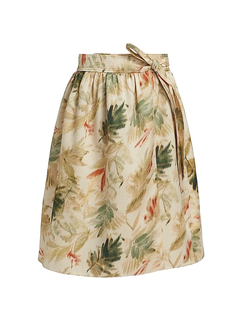 Leah Leaf-Printed Skirt