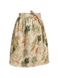 Leah Leaf-Printed Skirt
