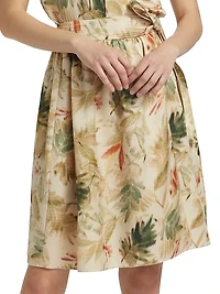 Leah Leaf-Printed Skirt