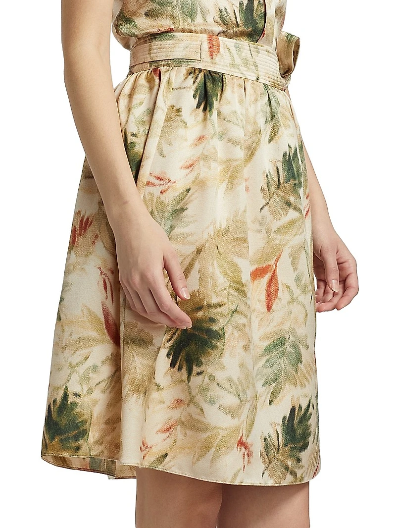 Leah Leaf-Printed Skirt
