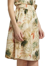 Leah Leaf-Printed Skirt