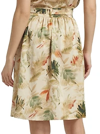 Leah Leaf-Printed Skirt