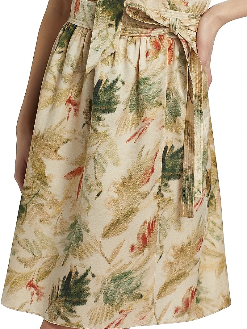 Leah Leaf-Printed Skirt