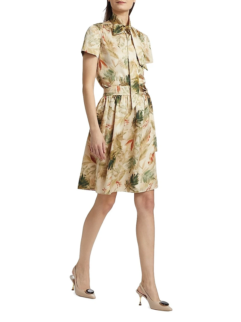 Leah Leaf-Printed Skirt