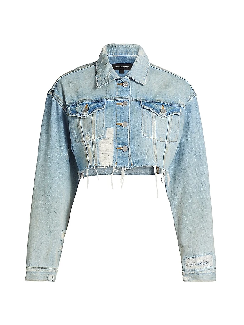 Basalt Distressed Denim Crop Jacket