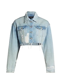 Basalt Distressed Denim Crop Jacket