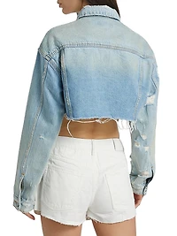 Basalt Distressed Denim Crop Jacket