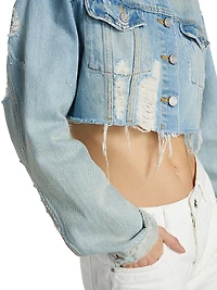 Basalt Distressed Denim Crop Jacket