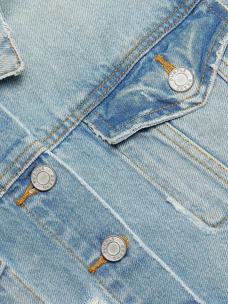 Basalt Distressed Denim Crop Jacket