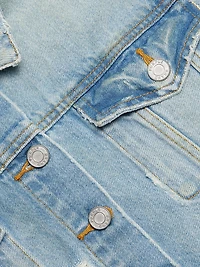 Basalt Distressed Denim Crop Jacket